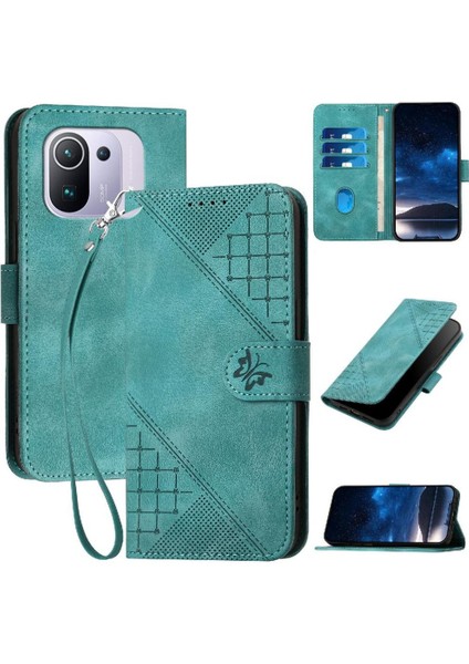 Ayrılabilir El Kayışı ile Xiaomi 11 Pro Kabartmalı Kelebek Için Flip Case (Yurt Dışından)