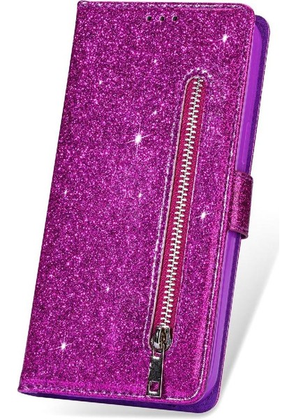 IPhone 11 Için Fermuarlı Cebi Durumda Pu Deri Manyetik Kapatma Glitter (Yurt Dışından) modelleri