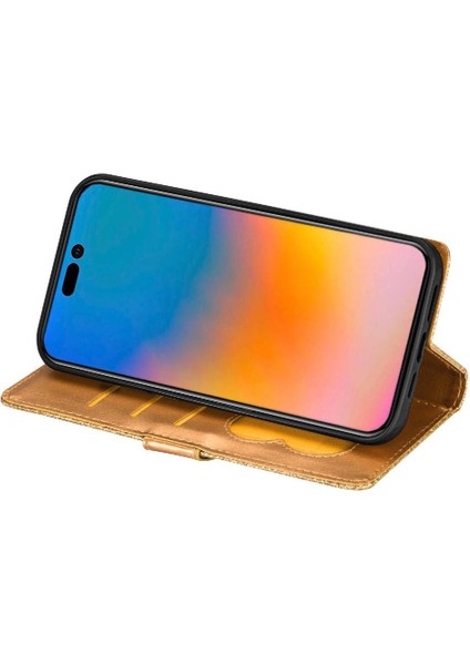 IPhone 14 Için Fermuar Cep Durumda Pro Max Kart Tutucu Pu Deri Glitter (Yurt Dışından)