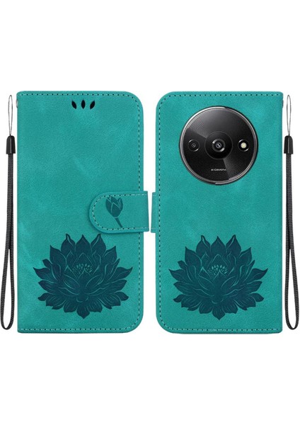 Xiaomi Redmi A3 Kickstand Manyetik Kabartma Lotus Çiçek Için Flip Case (Yurt Dışından)