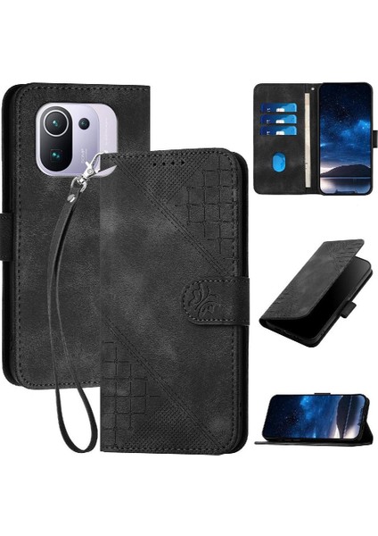 Ayrılabilir El Kayışı ile Xiaomi 11 Pro Kabartmalı Kelebek Için Flip Case (Yurt Dışından)