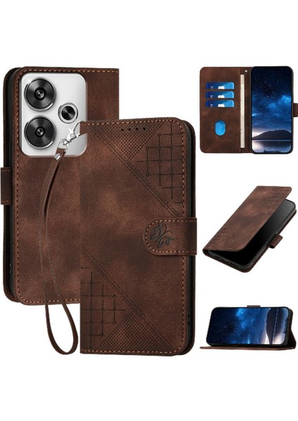 Ayrılabilir El Kayışı Kabartmalı Kelebek ile Xiaomi Poco F6 Için Flip Case (Yurt Dışından)