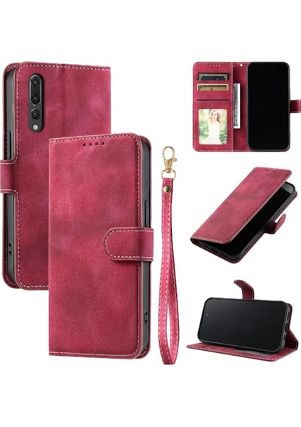 Huawei P20 Pro Kickstand Manyetik Cüzdan Kart Yuvaları Için Flip Case Bilek Pu (Yurt Dışından)