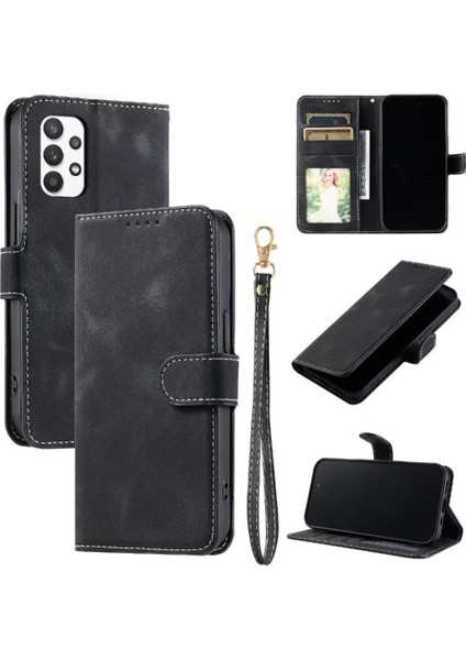 Samsung Galaxy A32 4g Kickstand Bilek Kayışı Pu Deri Kart Için Flip Case (Yurt Dışından) indirimleri