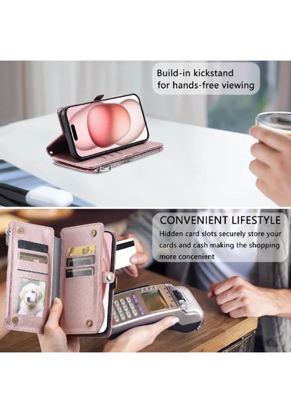 Google Piksel 6A Fermuar Faturaları Yuvası Için Crossbody Durumda 9 Kart Yuvaları Durumda (Yurt Dışından)