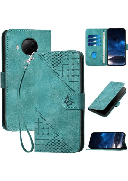 Xiaomi 10T Lite ve Kredi Kartı Yuvası ile Kabartmalı Kelebek Için Flip Case (Yurt Dışından)