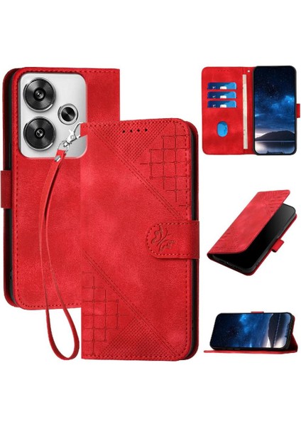 Ayrılabilir El Kayışı Kabartmalı Kelebek ile Xiaomi Poco F6 Için Flip Case (Yurt Dışından)