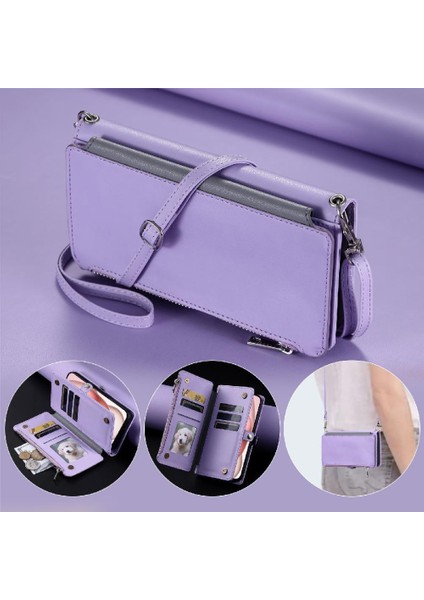 IPhone 11 Pro Için Crossbody Durumda Rfıd Engelleme Fermuar Faturaları Yuvası Uzun 9 (Yurt Dışından)