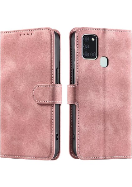 Samsung Galaxy A21S Kickstand Manyetik Bilek Kayışı Cüzdan Pu Için Flip Case (Yurt Dışından)