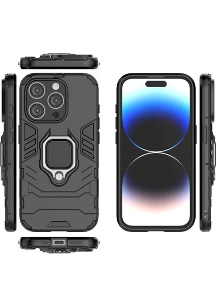 Halka Araba Dağı Kickstand Kılıf IPhone 15 Pro Darbeye Dayanıklı Metal Halka (Yurt Dışından)