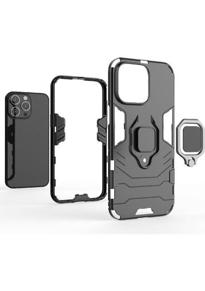 Halka Araba Montaj Kickstand Durumda IPhone 15 Pro Max Kickstand Askeri (Yurt Dışından)