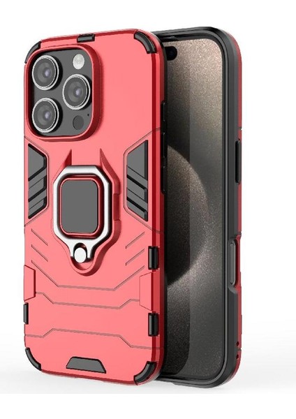 Halka Araba Dağı Kickstand Kılıf IPhone 16 Pro Darbeye Askeri Sınıf (Yurt Dışından)