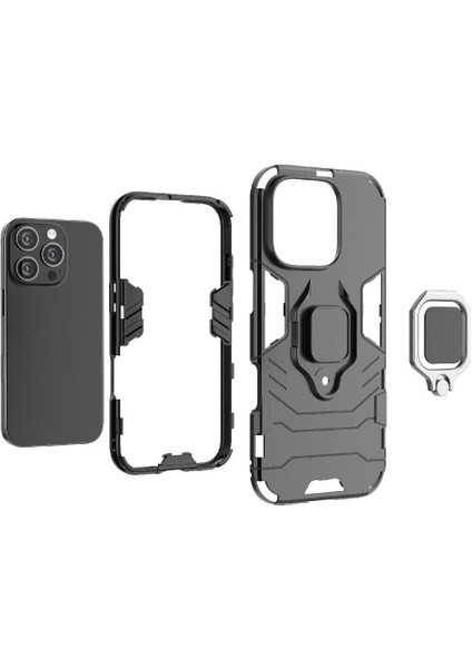 Halka Araba Dağı Kickstand Kılıf IPhone 16 Pro Darbeye Askeri Sınıf (Yurt Dışından) fiyatları
