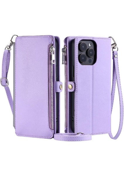 Crossbody Durumda IPhone 13 Pro Fermuar Faturaları Yuvası Durumda Cüzdan Rfıd 9 (Yurt Dışından)
