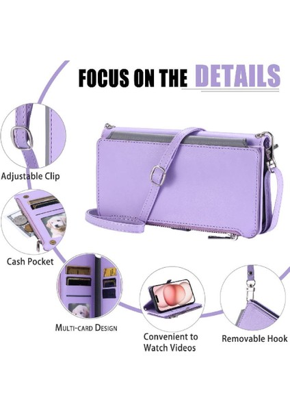 Crossbody Durumda IPhone 13 Pro Fermuar Faturaları Yuvası Durumda Cüzdan Rfıd 9 (Yurt Dışından)
