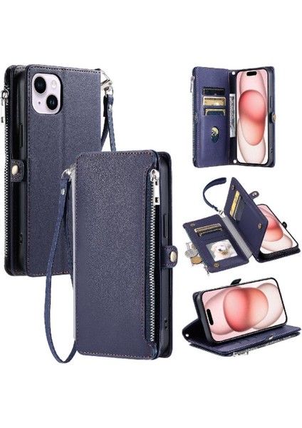 Crossbody Durumda IPhone 13 Mini Fermuar Faturaları Yuvası Durumda Cüzdan Uzun 9 (Yurt Dışından)