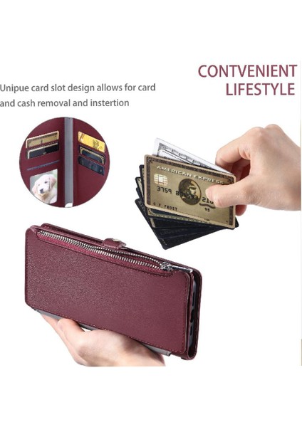 IPhone 11 Için Crossbody Durumda Cüzdan Rfıd Engelleme Fermuar Faturaları Yuvası (Yurt Dışından)