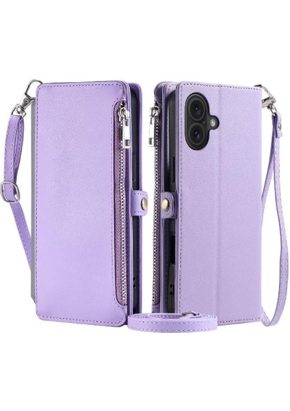 IPhone 16 Için Crossbody Durumda Rfıd Engelleme Durumda Cüzdan 9 Kart Yuvaları Yuvası (Yurt Dışından)