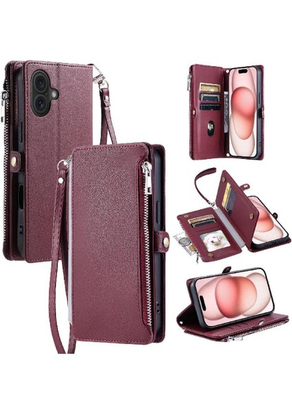 IPhone 16 Için Crossbody Durumda Artı Uzun Kordon Fermuar Faturaları Yuvası Rfıd 9 (Yurt Dışından) modelleri