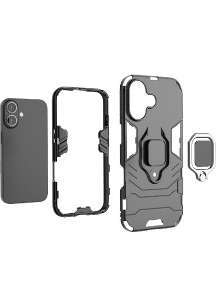 Halka Araba Montaj Kickstand Durumda IPhone 16 Için Askeri Sınıf Koruma Halkası (Yurt Dışından) modelleri