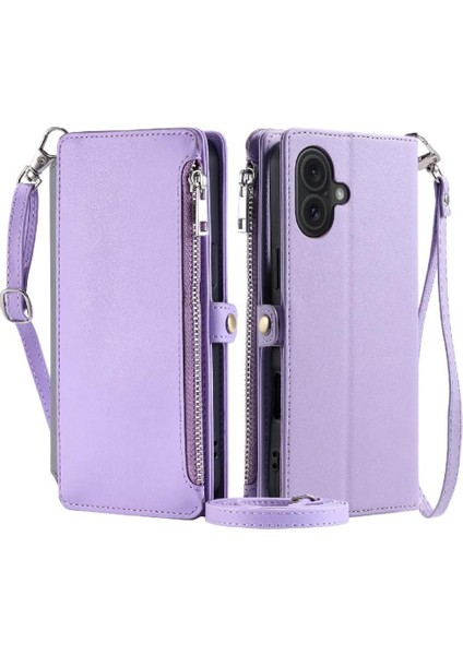 IPhone 16 Için Crossbody Durumda Artı Uzun Kordon Fermuar Faturaları Yuvası Rfıd 9 (Yurt Dışından)