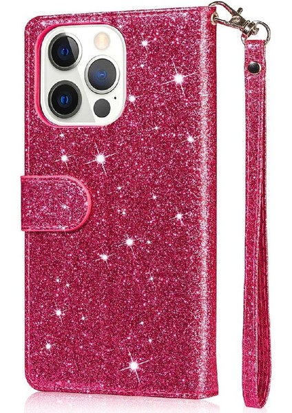 IPhone 15 Pro Pu Deri Manyetik Kapatma Glitter Için Fermuarlı Cebi Durumda (Yurt Dışından)