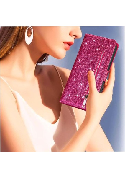 IPhone 14 Için Fermuar Cep Durumda Artı Pu Deri Kart Tutucu Glitter Vaka (Yurt Dışından) indirimleri
