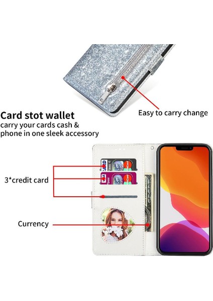 IPhone 14 Için Fermuar Cep Durumda Kart Tutucu Pu Deri Manyetik Kapatma (Yurt Dışından) fırsatları
