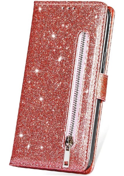 IPhone 15 Pro Pu Deri Manyetik Kapatma Glitter Için Fermuarlı Cebi Durumda (Yurt Dışından) fırsatları