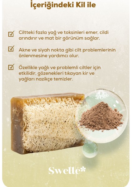 Doğal Kabak Lifli El Yapımı Killi Sabun