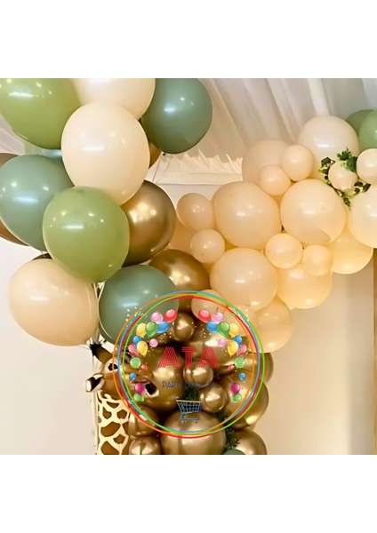 ^^ Doğum Günü Konsepti * Krom Gold * Kış Yeşili * Okaliptus * Ten Rengi * 60 Lı Balon Zinciri Parti Seti modelleri