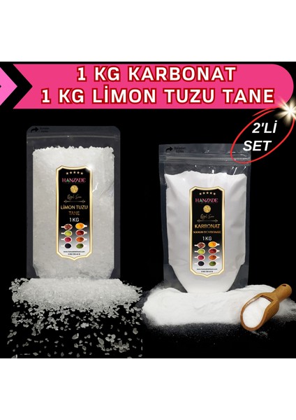 Limon Tuzu Tane 1 kg + Karbonat 1 kg 2'li Set