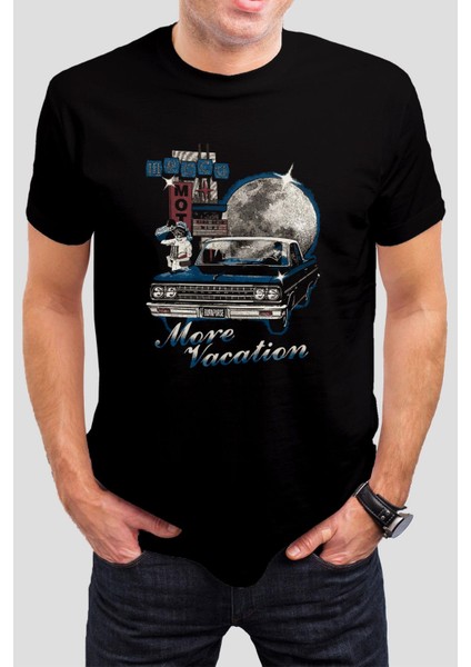 Araba Baskılı Siyah Tişört C891