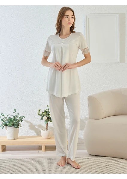 Yazlık Kadın Lohusa 2 Li Pijama Takımı