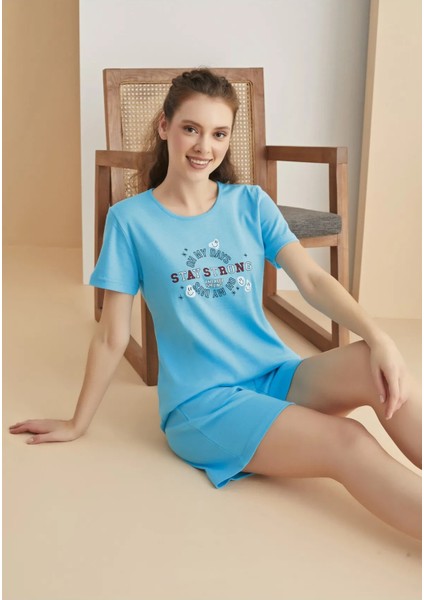 Yazlık Şortlu Kadın Pijama Takımı 3002
