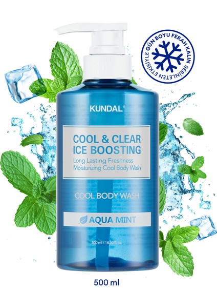 Arındırıcı ve Ferahlatıcı Vücut Yıkama Jeli KUNDAL Cool &Clear Ice Boosting Cool Body Wash Aqua Mint