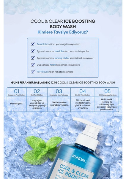 Arındırıcı ve Ferahlatıcı Vücut Yıkama Jeli KUNDAL Cool &Clear Ice Boosting Cool Body Wash Aqua Mint fiyatları