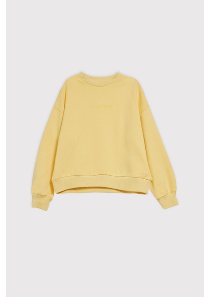 (Kids Girl) Bisiklet Yaka Şardonsuz Oversize Sweatshirt fiyatları