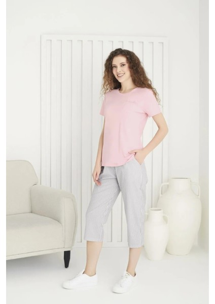 Kadın Yazlık Kaprili Pijama Takımı 3006