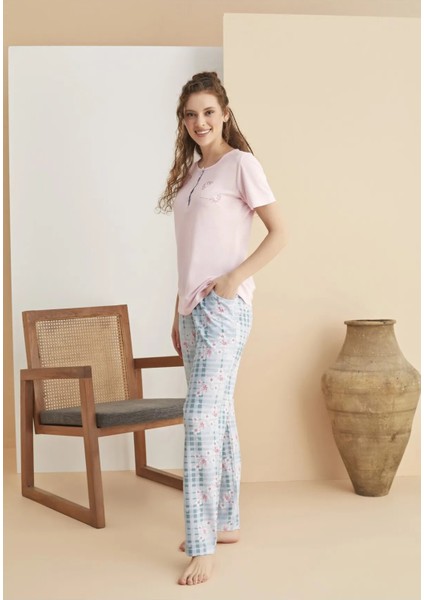 Kadın Kısa Kollu Battal Pijama Takımı