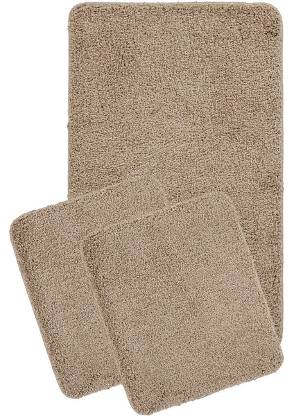 Doğal Kaymaz Taban Yıkanabilir Soft Shaggy 3'lü Banyo Paspası 60X100 - 50X60 - 50X60