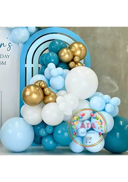 ^^ Doğum Günü Konsepti * Makaron Mavi * Krom Gold * Derin Okyanus * Beyaz * 60 Lı Balon Zinciri Parti Seti