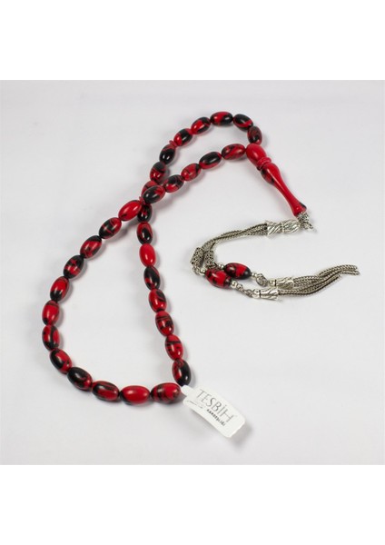 Fatih Erbabacan Atölyesi Siyah Kırmızı Arizona Kehribar Tesbih