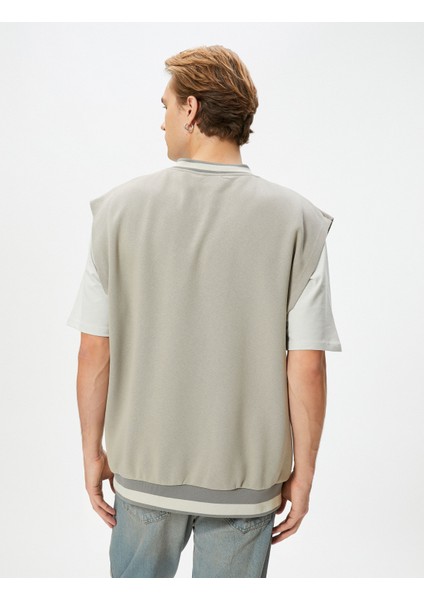 Oversize Sweatshirt V Yaka Kısa Kollu fırsatları