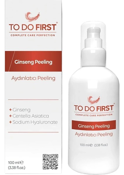 TO DO FIRST Ginseng Özlü Aydınlatıcı Yüz Peelingi Ölü Derilerden Arındırıcı Gözenek Temizleyici 100 ml