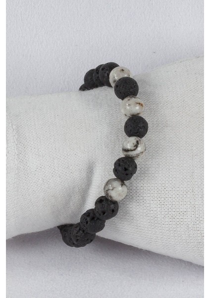 Orijinal Lav Taşı Labradorit Taşı Kombinli Bileklik BLK0006