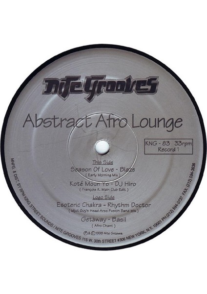 Abstract Afro Lounge (A Nite Grooves Compilation) House Vinly Plak Alithestereo