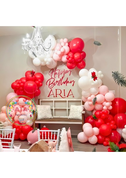 ^^ Doğum Günü Konsepti * Kırmızı * Beyaz * Makaron Pembe * 60 Lı Balon Zinciri Parti Seti