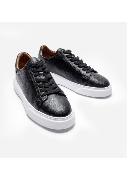 Siyah %100 Hakiki Deri Ultra Rahat Erkek Günlük Ayakkabı LUASS25AL0040