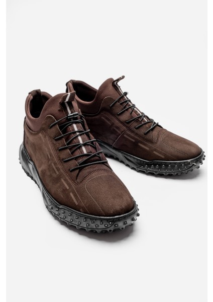 Hakiki Deri Nubuk Kahverengi Bağcıksız Erkek Günlük Ayakkabı LUASS25AL0043